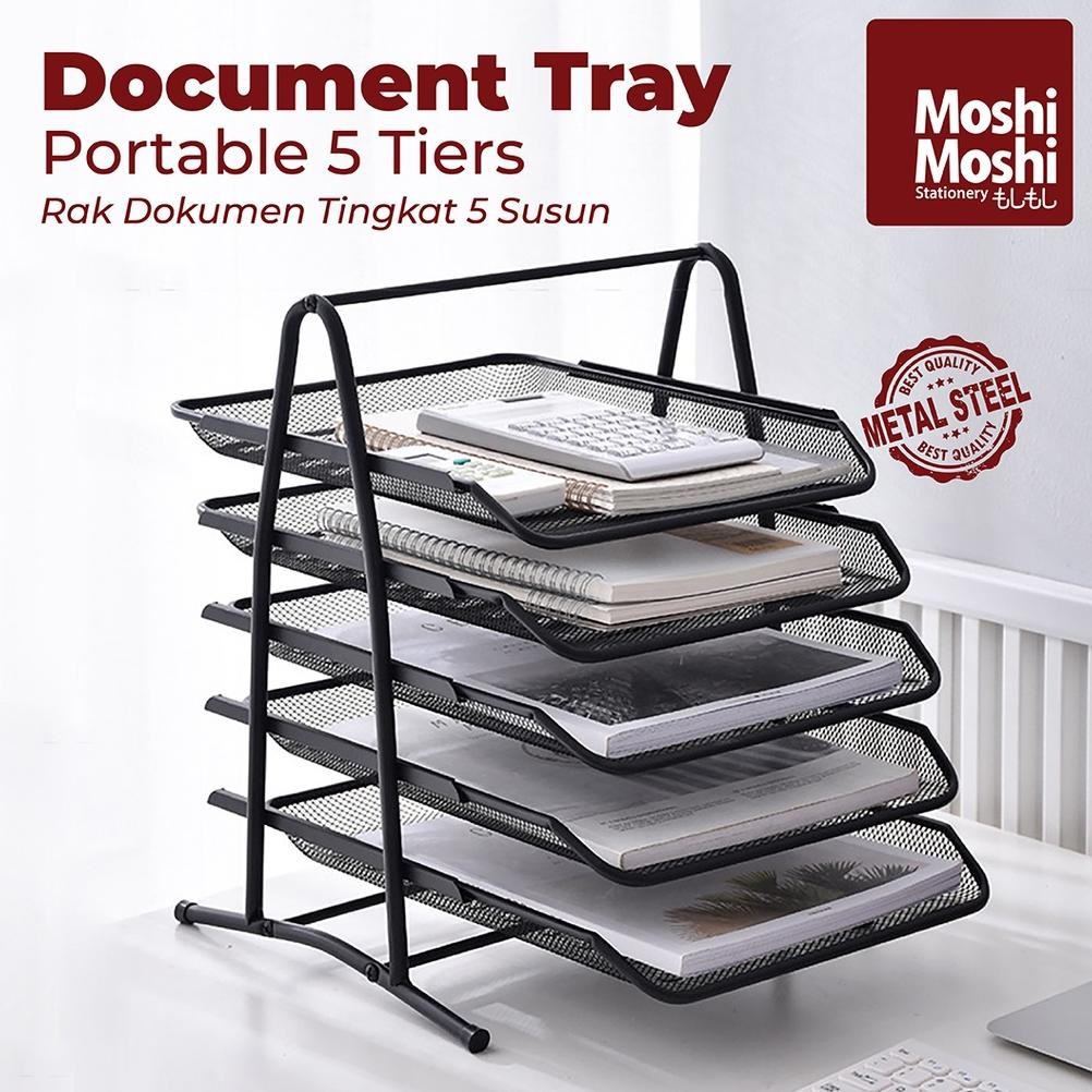 

Document Tray Desk Storage Foldable 5 Tiers Rak Kertas File Dokumen 5 Susun Jaring Besi Nugi