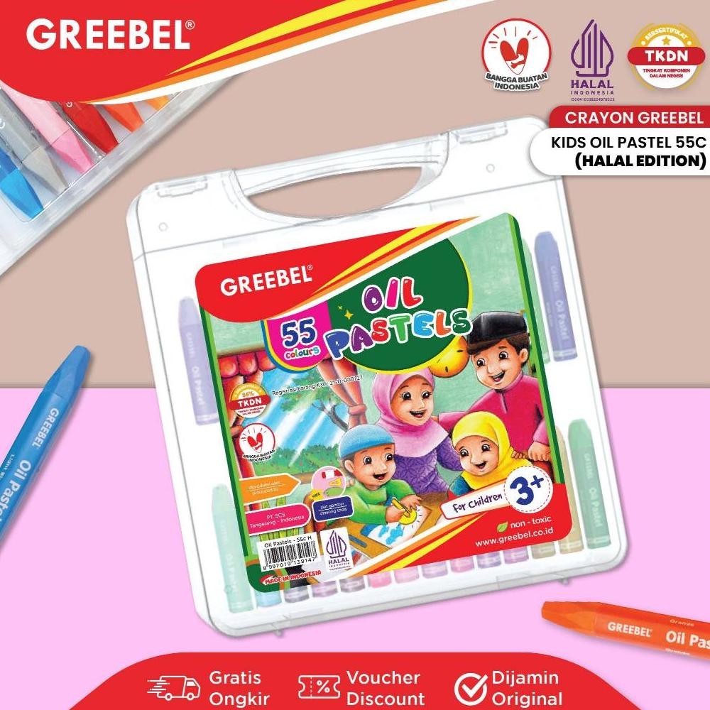 

GREEBEL Crayon Krayon 55 Warna / Crayon Kids Oil Pastel 55 Halal Edition / Crayon GREEBEL Nugi