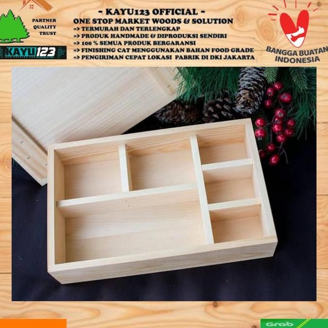 nampan kayu kotak hantaran penyimpanan bok sekat perlengkapan craft