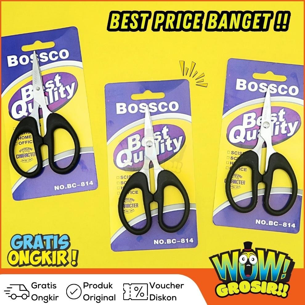 

1 Box isi 12 Gunting Scissors BOSSCO (4 inch~6 Inch-8 Inch) BC-814~816~818 Nugi
