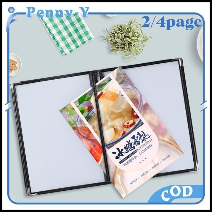 

A4 Buku Menu Restoran Kulit Cover Menu Cover Pelindung Menu-Hitam