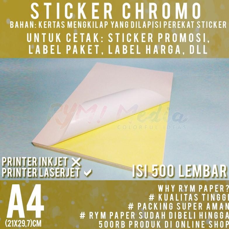 

500 Lembar Sticker Chromo A4 / Kertas Stiker Glossy Mengkilap A4 1 Rim Nugi