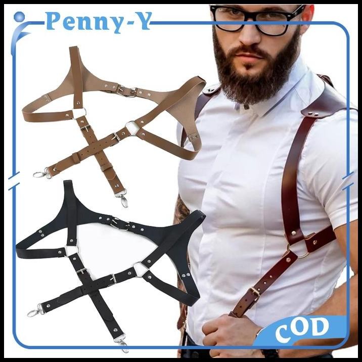 Suspender Kulit Pu Leather Suspender Bretel Suspender Backpack
