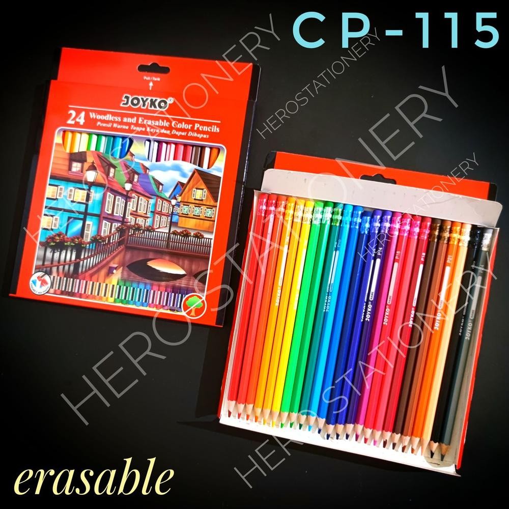 

Pensil warna bisa dihapus erasable dengan penghapus joyko 24 warna CP-115 Nugi