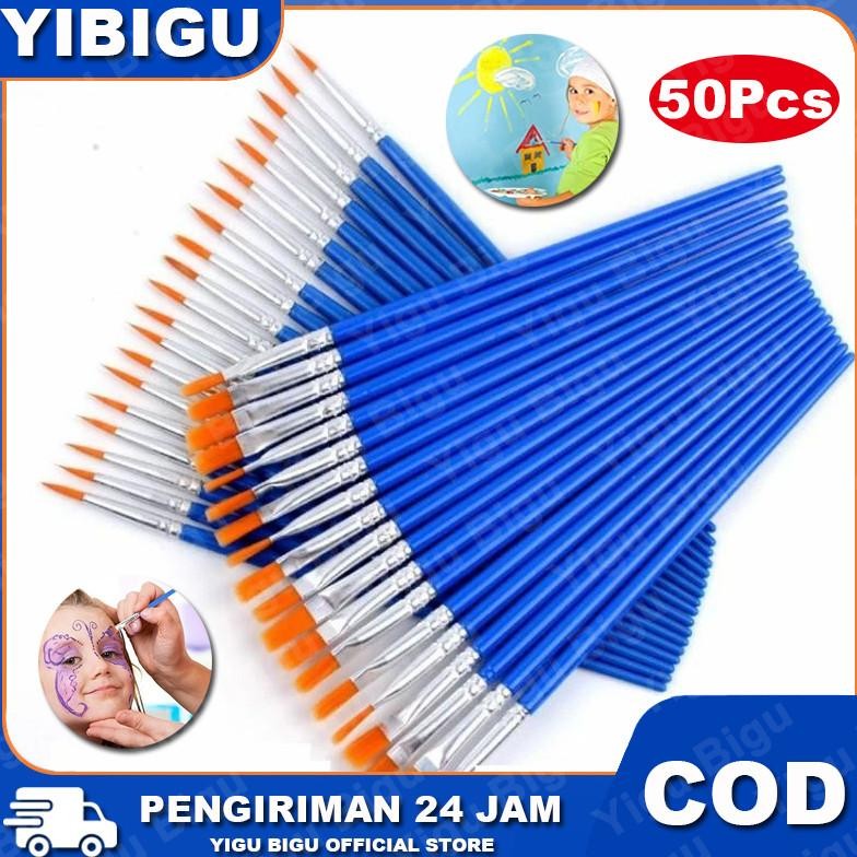 

COD 50pcs/set KUAS LUKIS CAT AIR NYLON PIPIH/ NYLON PAINT FLAT BRUSH Nugi