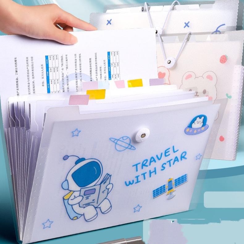 

cute multilayer folder document organizer map tempat penyimpanan dokumen imut a4 folder file holder Nugi