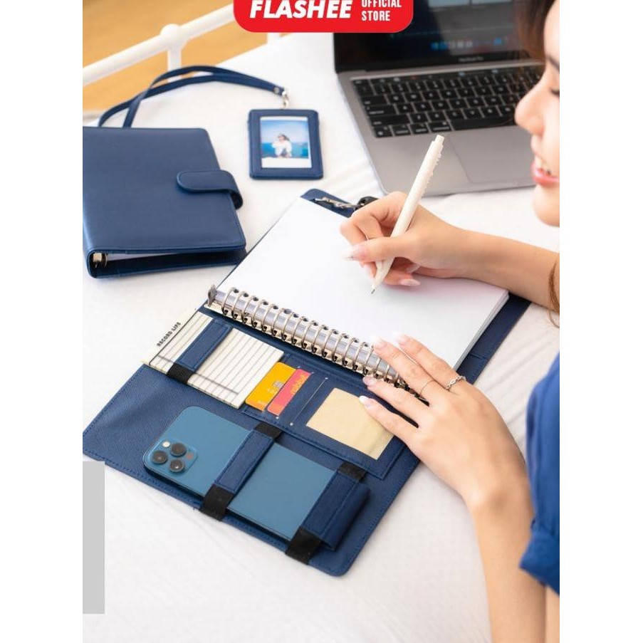 

Tersedia Flashee Navy Binder Kulit A5 - Notebook Agenda Kuliah Ring 20 Polos Premium