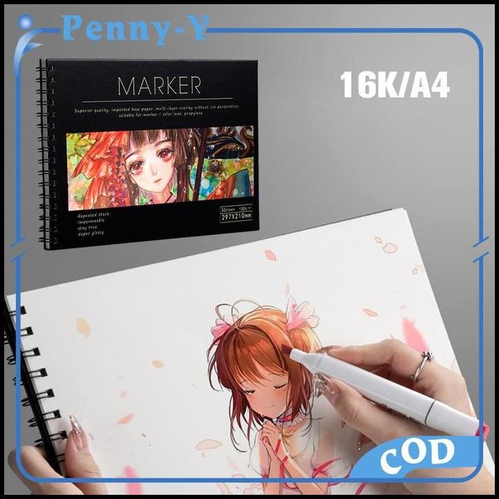 

Marker Pad 50 Sheets Marker Pen Drawing Paper A4 Hard Cover Sketchbook