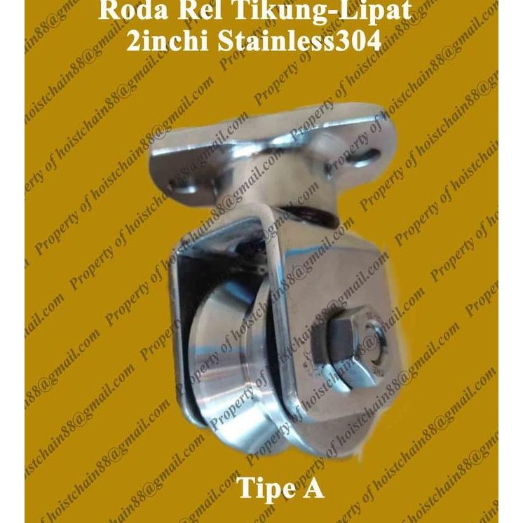 Roda Pagar Sliding Bull Brand 2 Inch(5Cm) Rel Tikung-Belok Stainless304