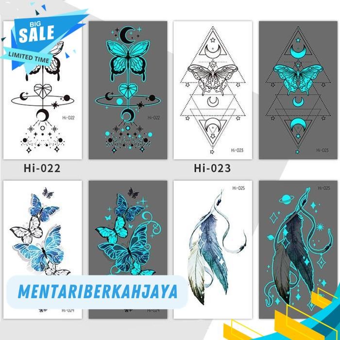 1 PCS BIRU BERCAHAYA STIKER TATO TEMPORER TAHAN LAMA 15 HARI STIKER TATO ANTI AIR WANITA KOREA UNISE