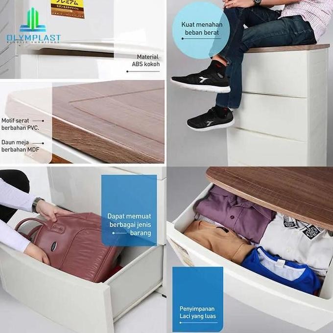 Laci Minimalis Laci Plastik 2 Susun / Drawer Cabinet Olymplast/ Odc 02 M