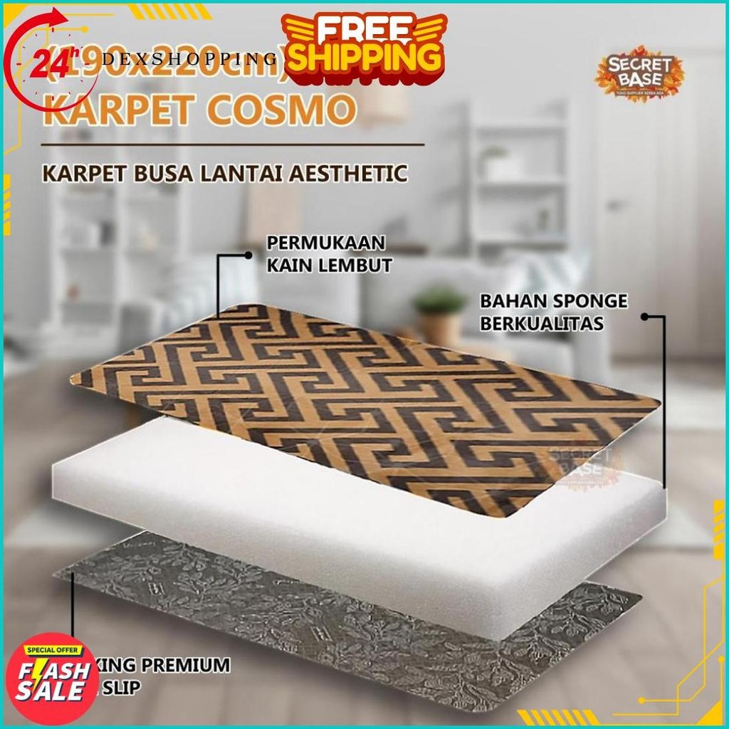 (190X220Cm) Karpet Cosmo - Karpet Malaysia Kamar Bulu / Karpet Busa Lantai Aesthetic Original Produk