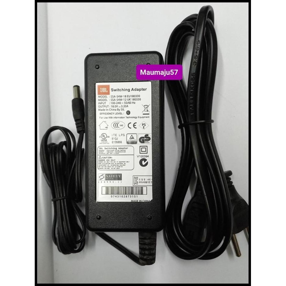 Adaptor JBL 18V 3.33A AC DC Power Supply