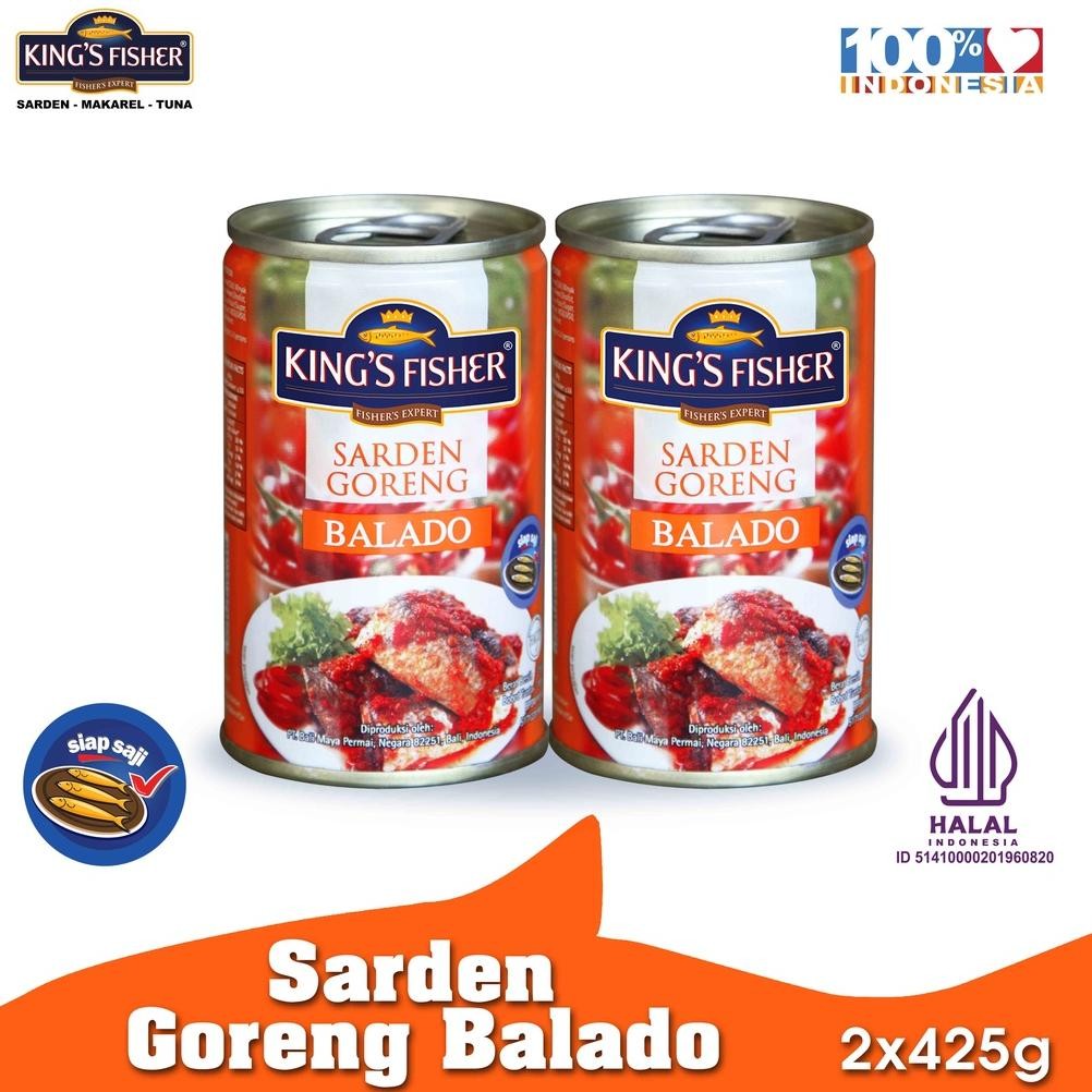 

NO_MORE King's Fisher PAKET 2 pcs Sarden Goreng Rasa Balado Makanan Kaleng 425 gr