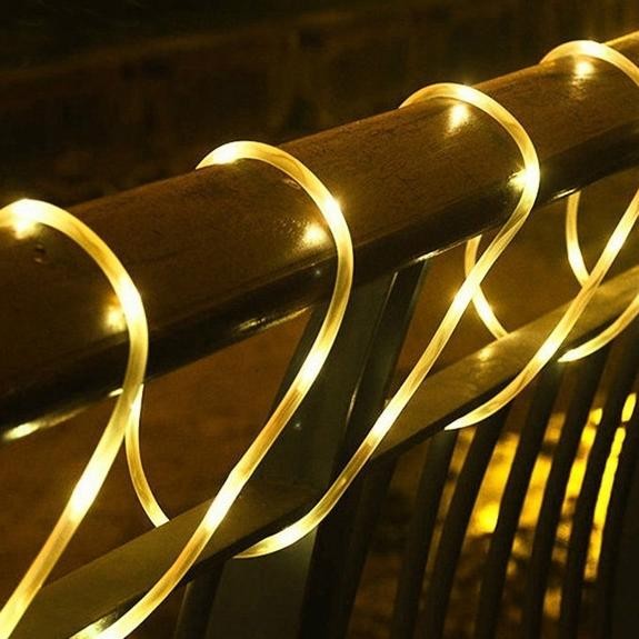 Lampu Hias LED Solar Panel Desain Selang 50 LED Cahaya Kuning Material Tembaga dan Plastik Waterproo