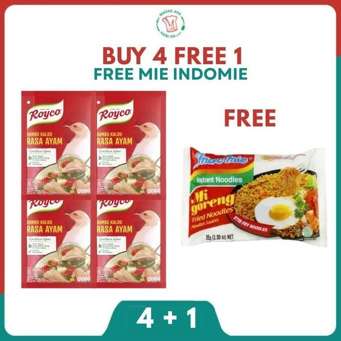 

[FREE MIE INSTANT] Royco Bumbu Penyedap Makanan Rasa Kaldu Ayam 220G Isi 4