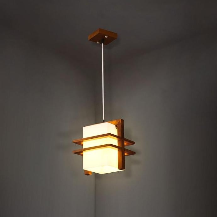 Kap Lampu Gantung Minimalis Kayu Jati