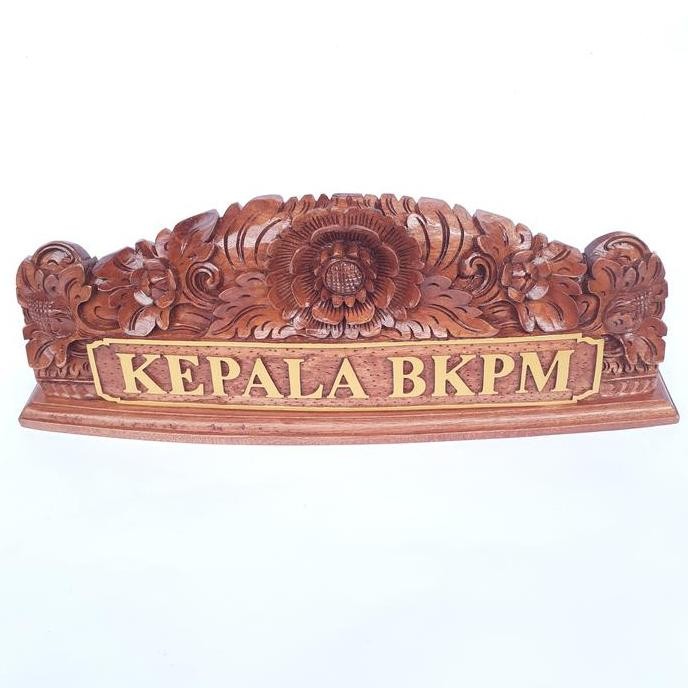 

] Papan nama meja ukiran kembang bunga bali