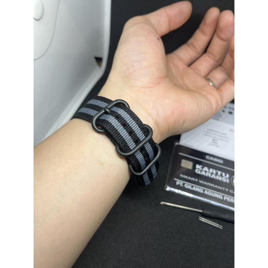 Modified jam tangan pria Casio AE-1200, colorful LCD, hydromod case and Nato kanvas canvas military 