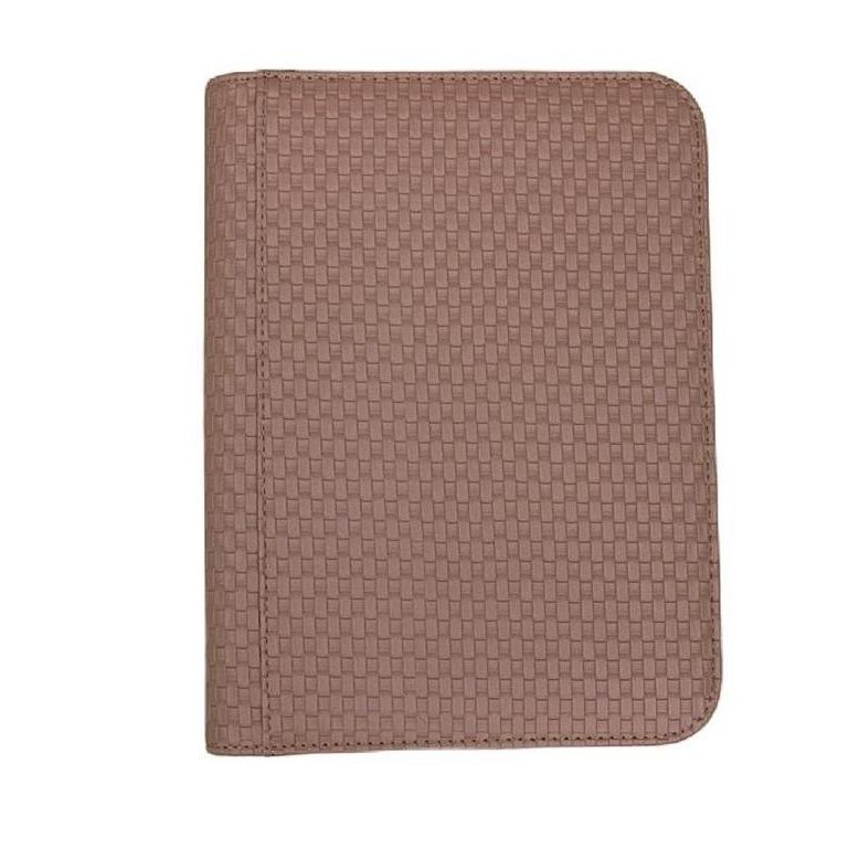 ZB 4 Pocket Woven Leather Zip Binder Album Brown