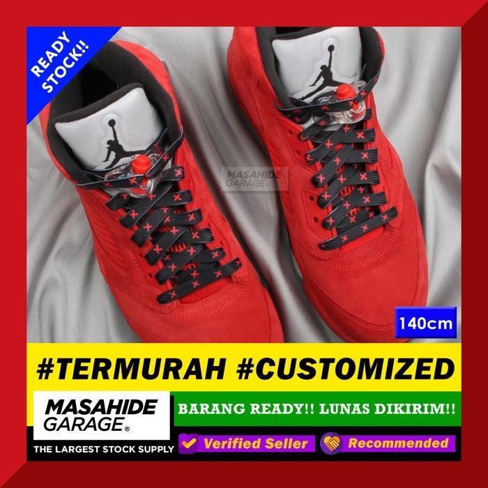 NIKE AIR JORDAN X BANNED SHOELACES Black Red 140cm TALI AIR JORDAN Berkualitas