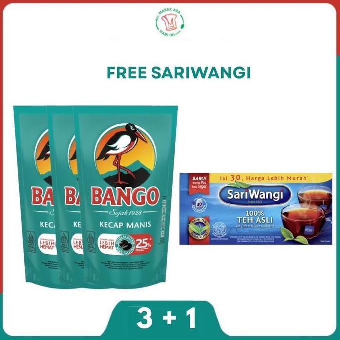 

Promo Bango Kecap Manis Pouch 950g Paket 3 Bonus Teh Sariwangi Isi 30