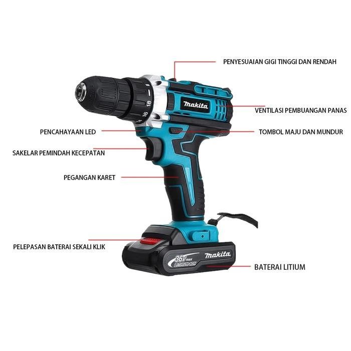 MPS 11. Bor Listrik Makita Baterai Lithium 5 Sel Bor Listrik Bor Listrik Tanpa Kabel Bor Listrik Rum