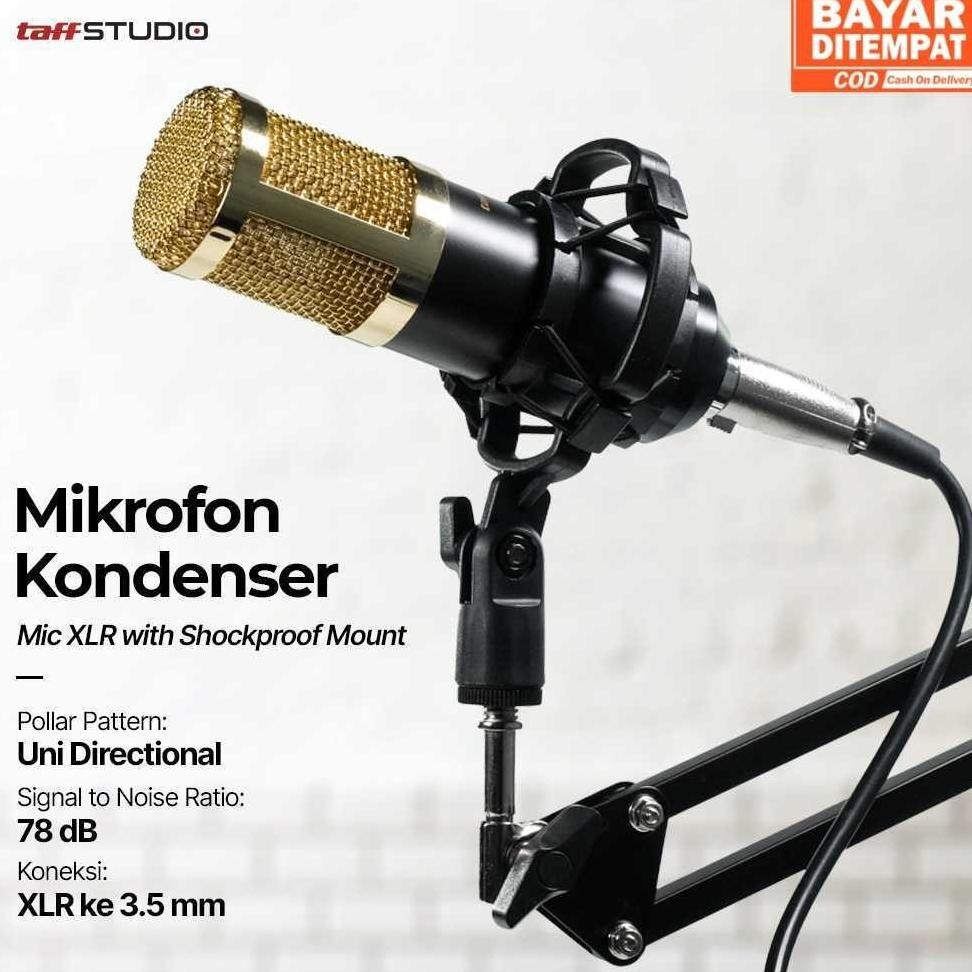 ( COD HNstore20 ) TaffSTUDIO Mikrofon Kondenser Studio Mic XLR with Shockproof Mount - BM-800 aSt