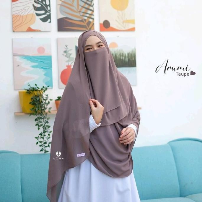 Arumi Instan Uzma Hijab Pashmina Jumbo Free Cadar 2 Layer Kerudung Syari Payet Muslim Ceruty Ceruti 