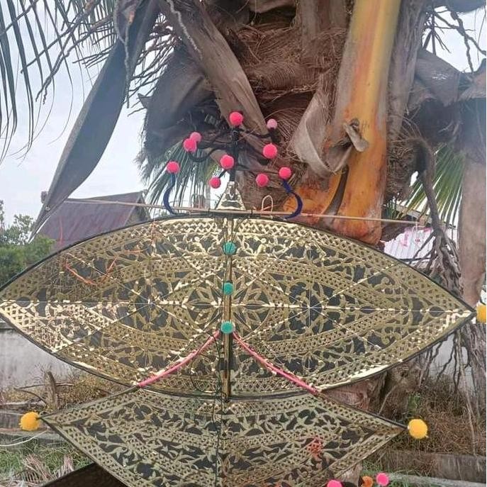 (Allthebest) Layangan wau bulan ukuran 1 meter ( siap terbang) Beraneka warna Bambu