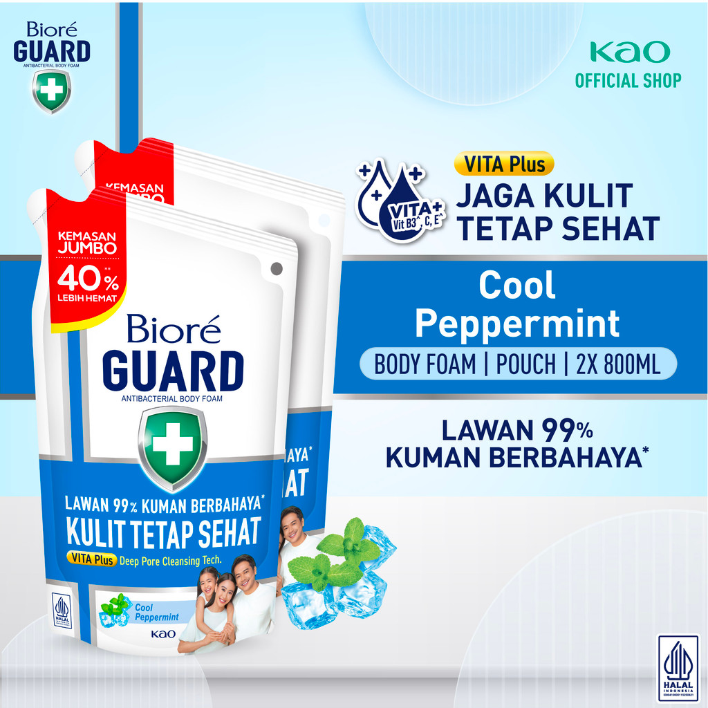 Biore Guard Cool Peppermint 800ml Pouch Twinpack