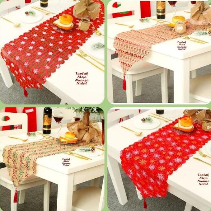 PROMO TAPLAK MEJA PANJANG NATAL CHRISTMAS DEKORASI MEJA MAKAN RUANG TAMU