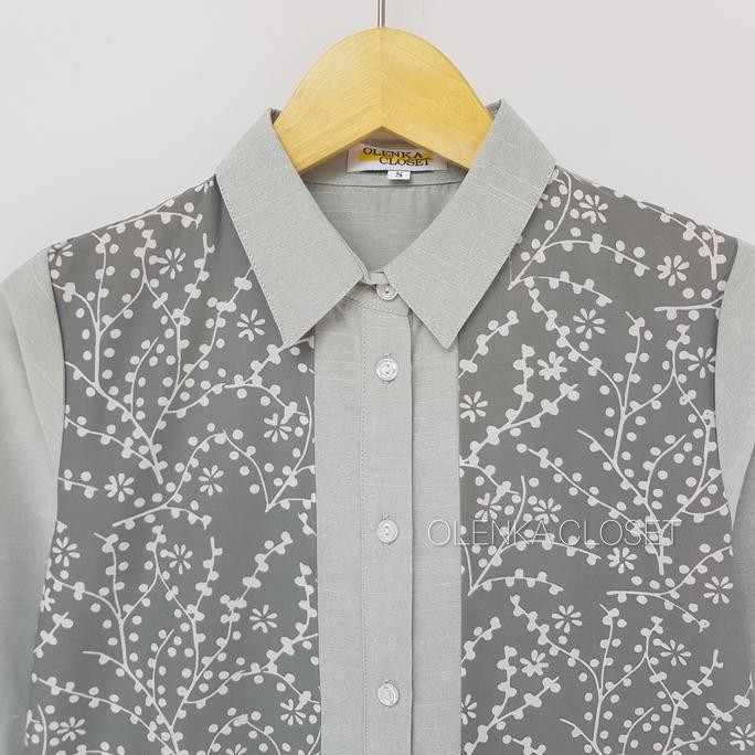 ATASAN BATIK 165 HIJAU SAGE BAJU BLUS BLOUSE KERJA WANITA MODERN