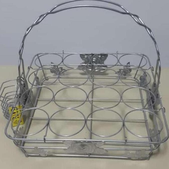 Rak Aqua Stainless 16 Lubang. Keranjang Tempat Air Mineral Aqua Gelas CM