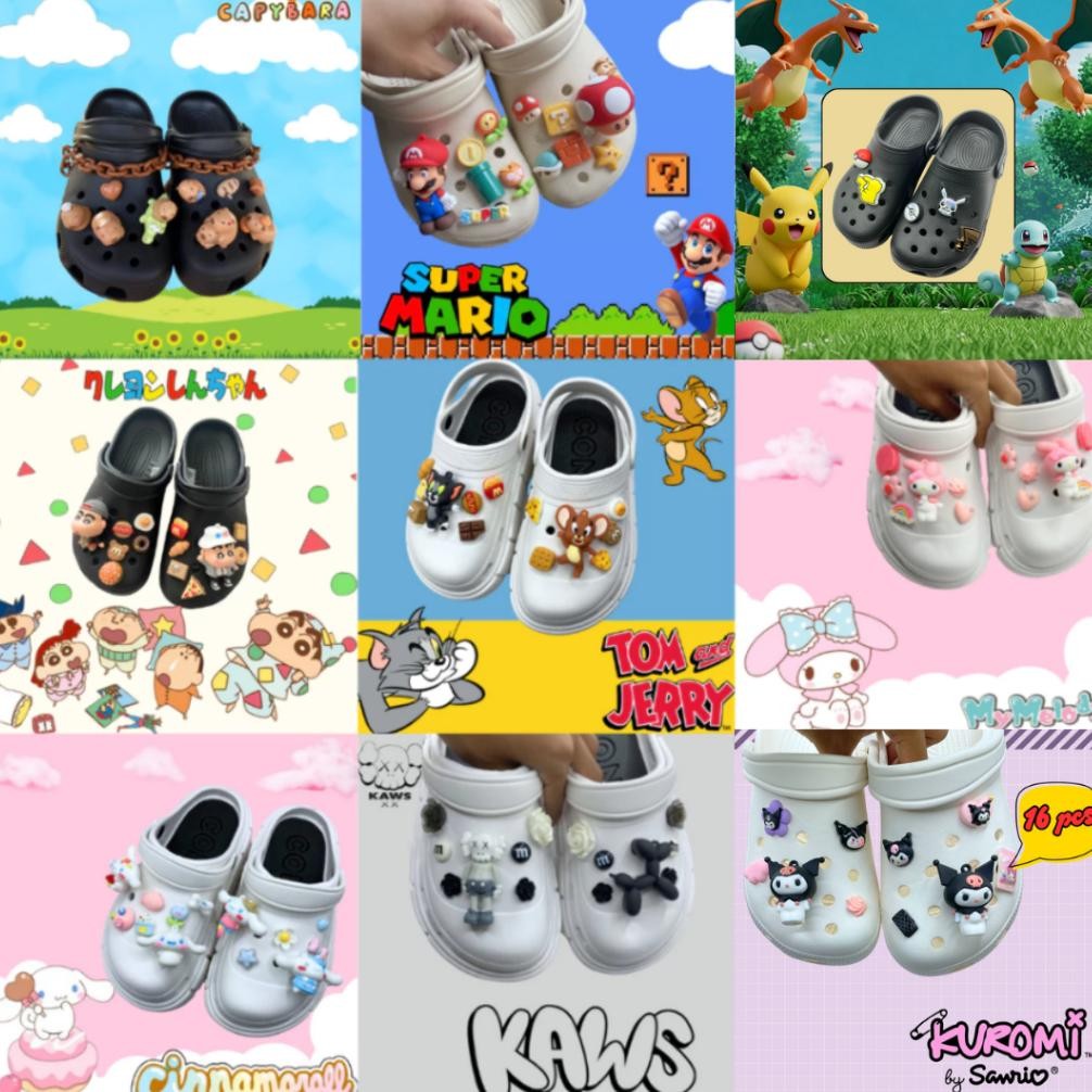 JIBBITZ SET FLEEZY - Jibbitz Satu Set Berkarakter -Aksess Jibbitz Charm Gesper Sandal Pin Charms Mot