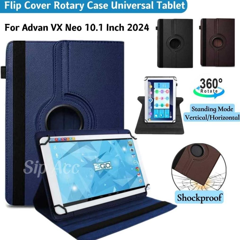 Case Advan VX Neo | Advan VX Neo |  10.1 10 Inch Sarung Tablet Flip Cover Rotary Casing Stand Slot P