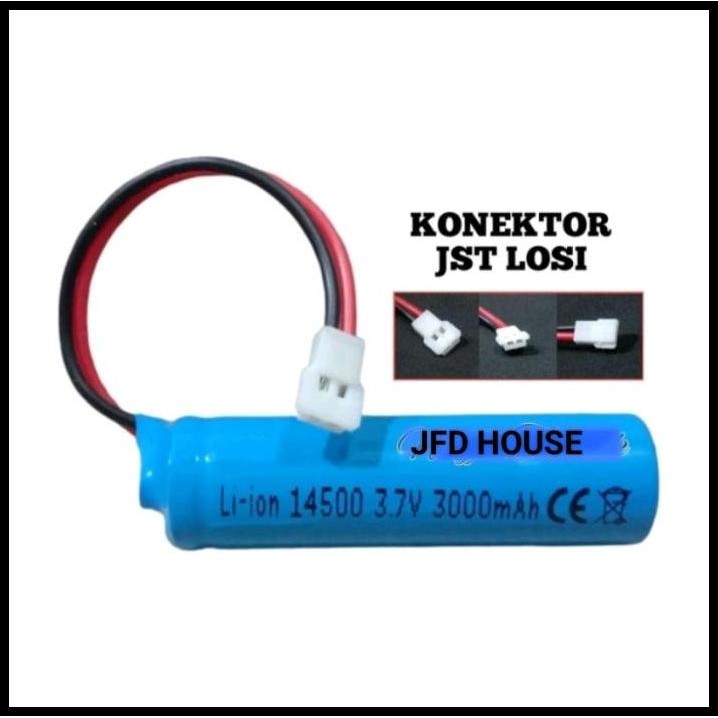 BATERAI 14500 3.7V MAINAN RC,SPEAKER,ELEKTRONIK 3000MAH SOKET LOSI
