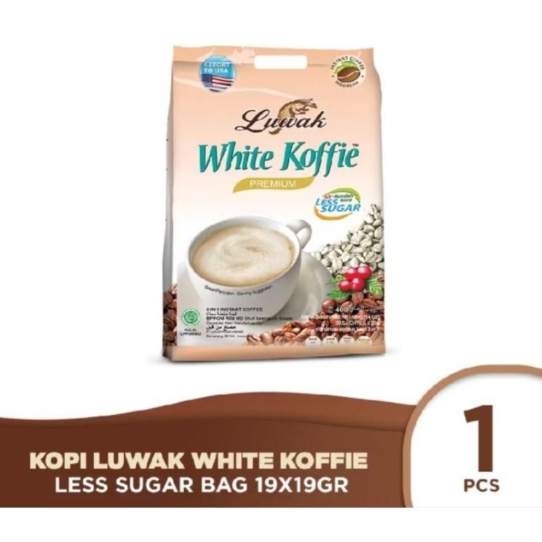 

Luwak white koffie less sugar premium 19 sachet aSt