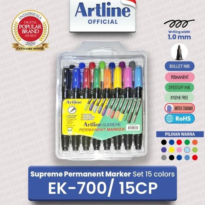 

TERMURAH - ARTLINE Spidol Supreme Permanent Marker SET 15 Colours EPF-700