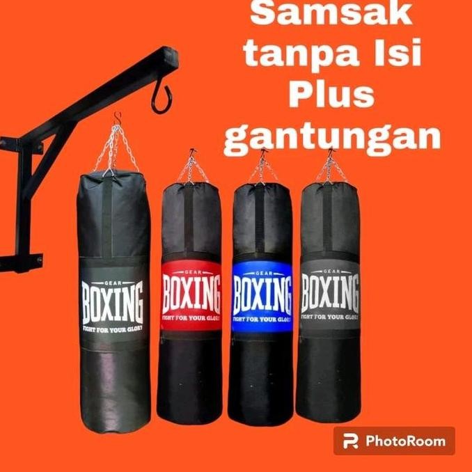 SAMSAK+GANTUNGAN SAMSAK TINJU TANPA ISI MUAYTHAI MMA BOXING FIGHT ALAT OLAHRAGA SAMSAK MUAYTHAI ABU 