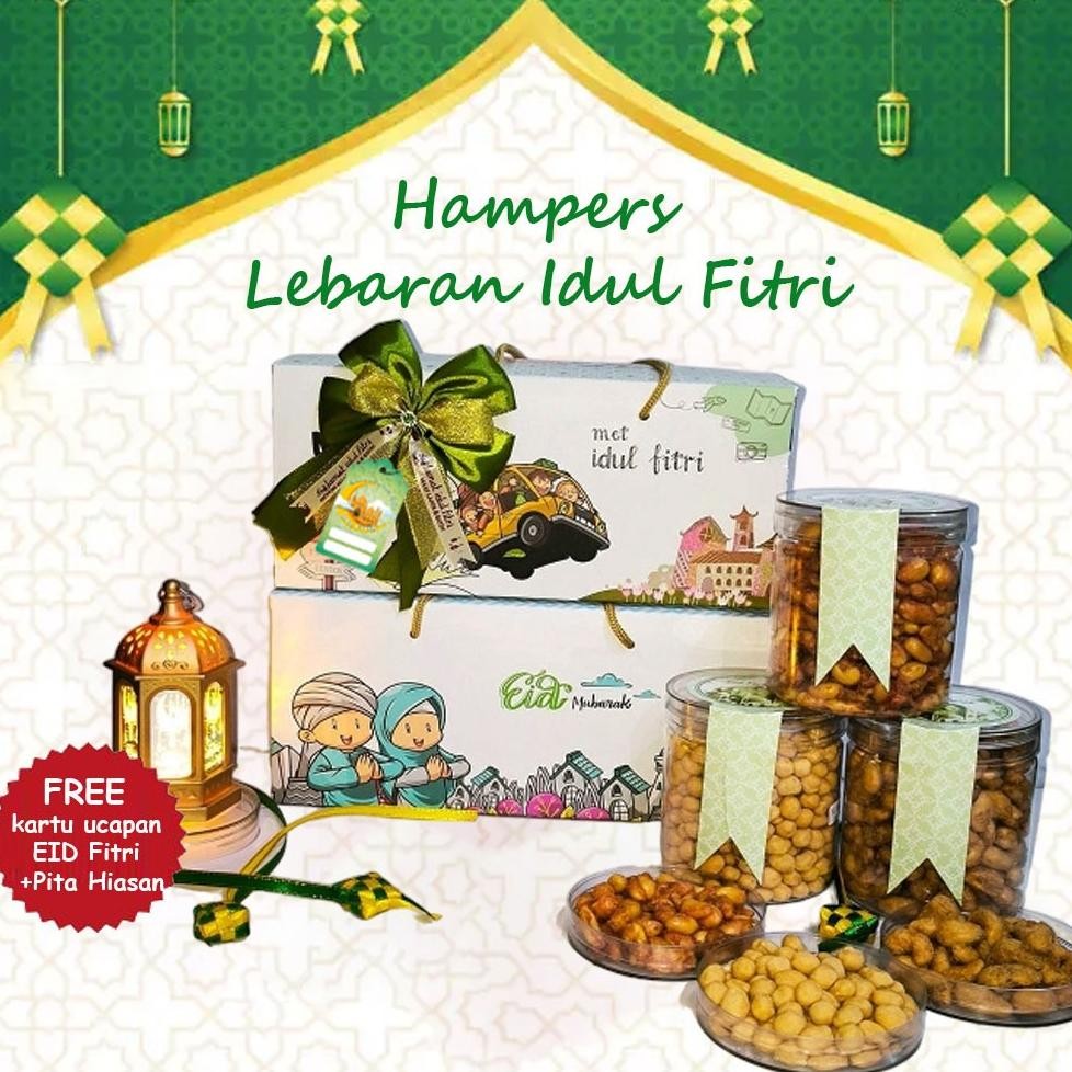 

Hampers Lebaran Premium Aneka Kacang Snack Murah Berkualitas Free Pita Hangtag Kemasan Tebal aSt