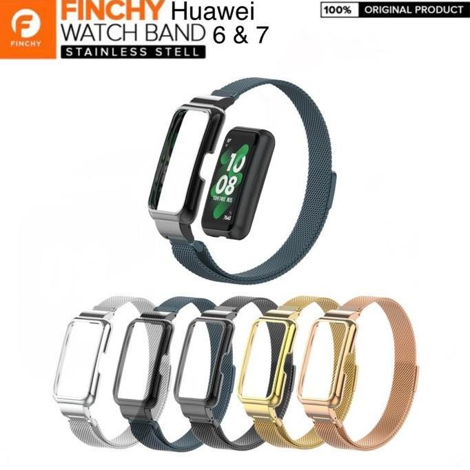 TERMURAH - Finchy Stainless Steel Milanese Strap Huawei Band 7 Metal Wristband