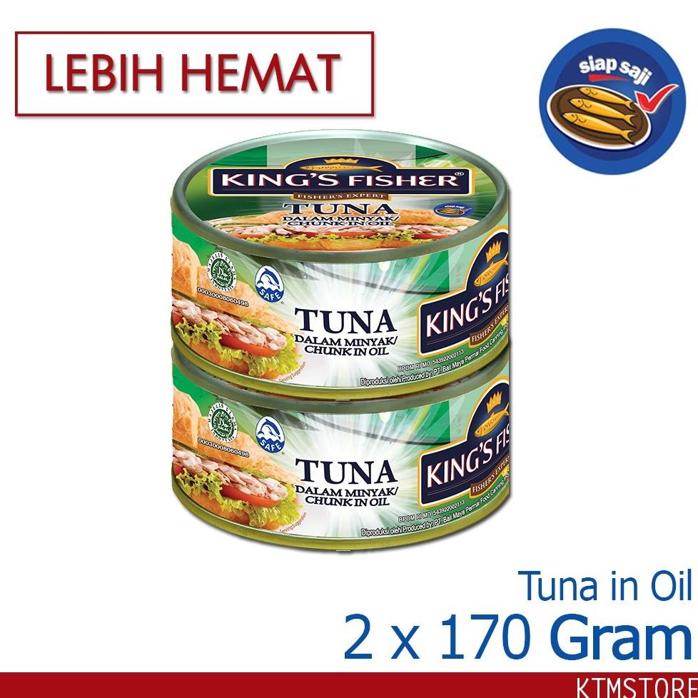 

KtmStore Paket 2 pcs King's Fisher Tuna dalam Minyak Nabati Tuna in Oil Daging Tuna Makanan Kaleng 170 g aSt