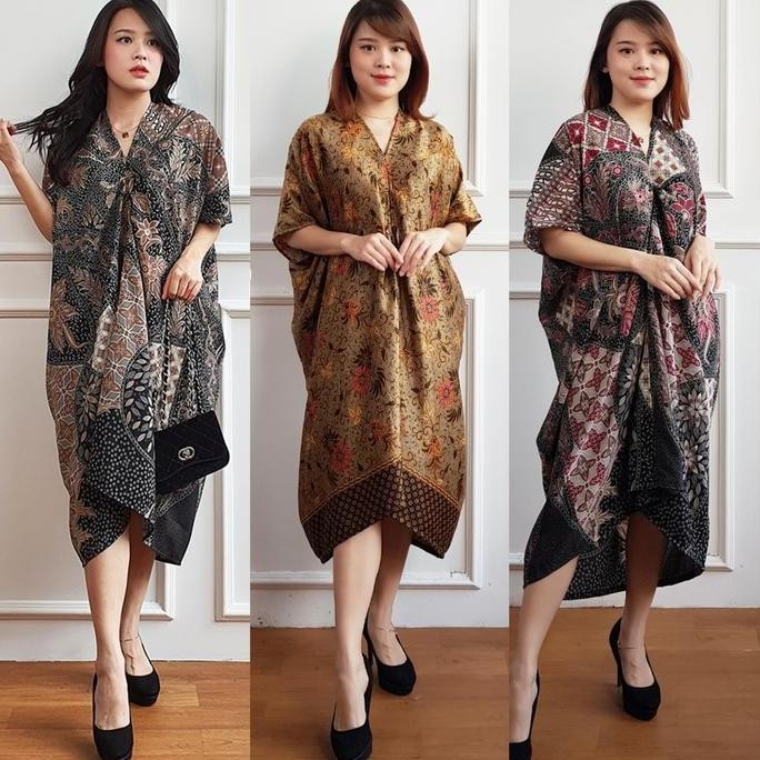 KAFTAN BATIK PENDEK WANITA DRESS PESTA PARTY KONDANGAN JUMBO BSIZE