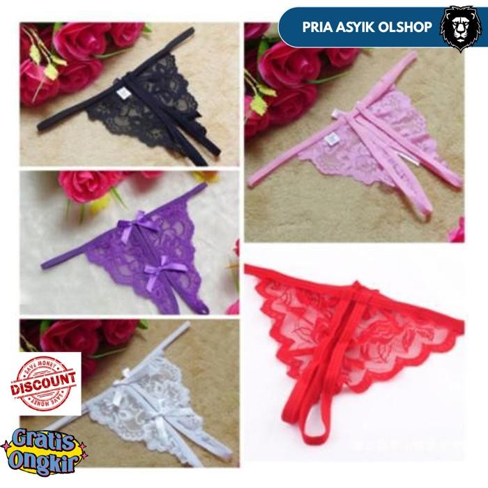 GIRL SEXY LACE G STRING TRANSPARAN OPEN CROTCH G STRING PANTIES C052 BY PRIA ASYIK OLSHOP