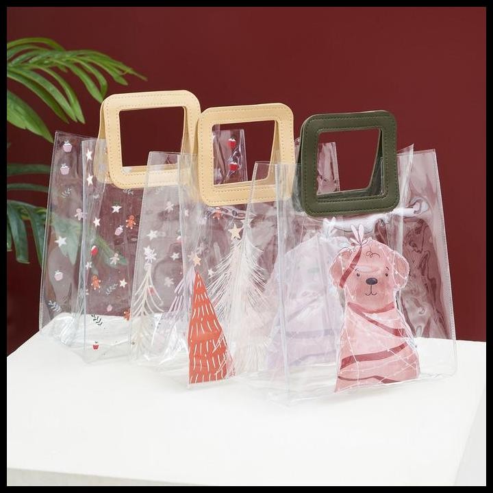 

Tas hampers mika pvc motif chrismas FREE LOGO custom