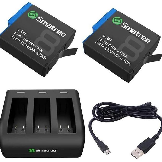 TERLARIS - Smatree for GoPro HERO8 HERO 8 Baterai Battery Charger KIT