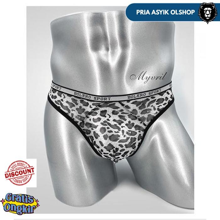 G STRING PRIA SEKSI LOW WAIST TRANSPARAN MESH CELANA DALAM PRIA LEOPARD POLA U SEGITIGA THONG Y055 B