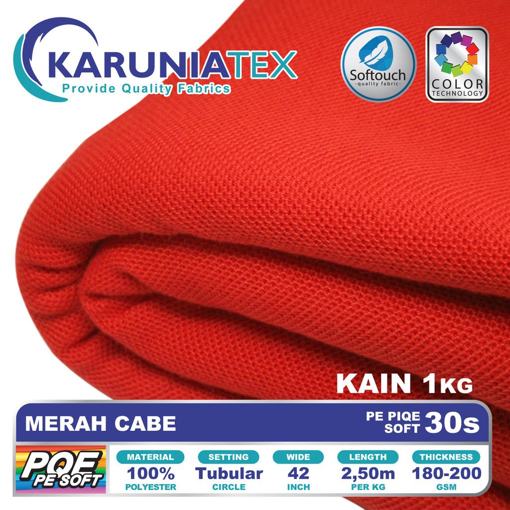 Kain Kaos Poloshirts PE Soft 30s Kiloan | Merah Cabe | Karunia Textile
