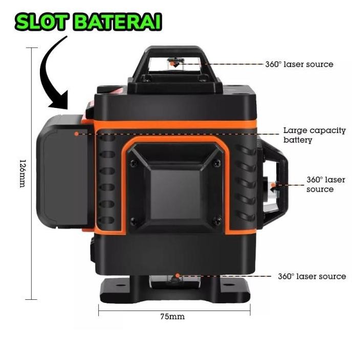 Baterai Laser Level Hilda 12 Line 16 Line Kapasitas Besar 5800 Mah